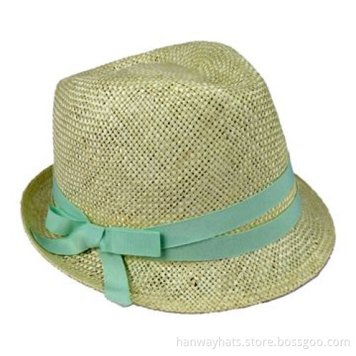 Fashionable Girl's Sinamay Top Hat with 2 Lines GG Band and Bow